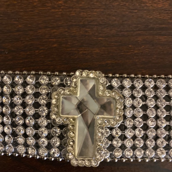 Authentic Vintage Black Leather And Crystals With 3 Double Sided Sizer - Picture 2 of 11